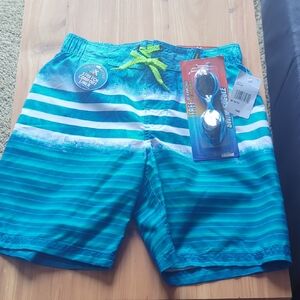 ZeroXposur Blue and Green Kids Swim Trunks
